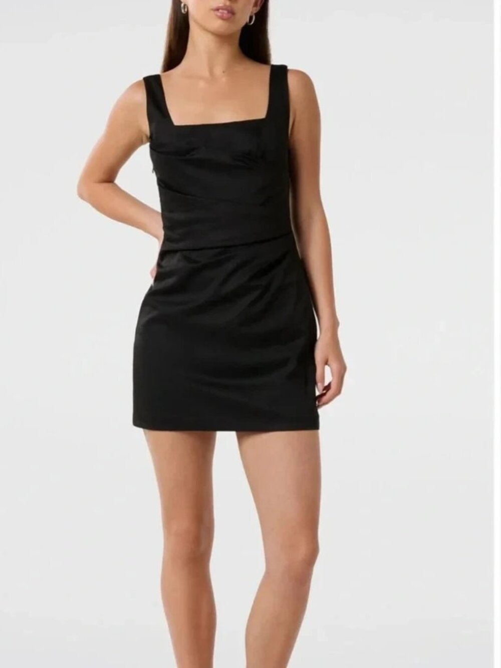 Ever New Annabella Black Square Neck Ruched Minidress